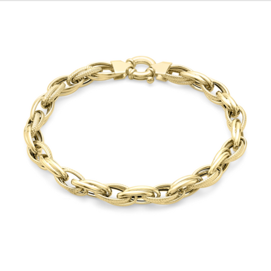 9ct Yellow Gold Chain Link Bracelet 18.5 cm