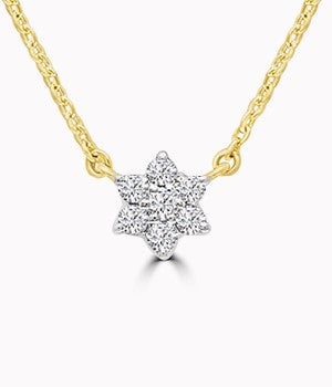 9ct yellow diamond cluster flower necklace