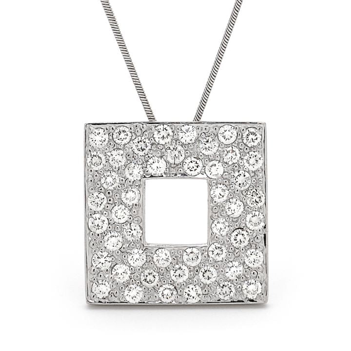 18ct white gold square Lab Grown Diamond slider pendant