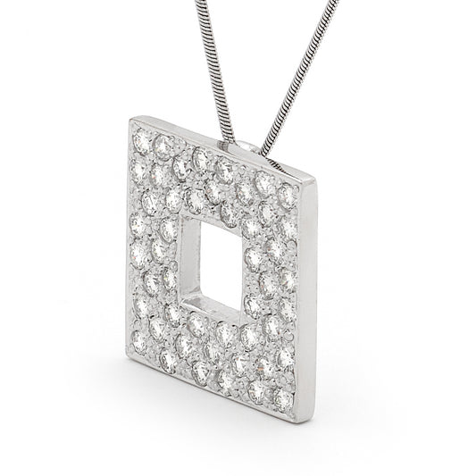 18ct white gold square Lab Grown Diamond slider pendant
