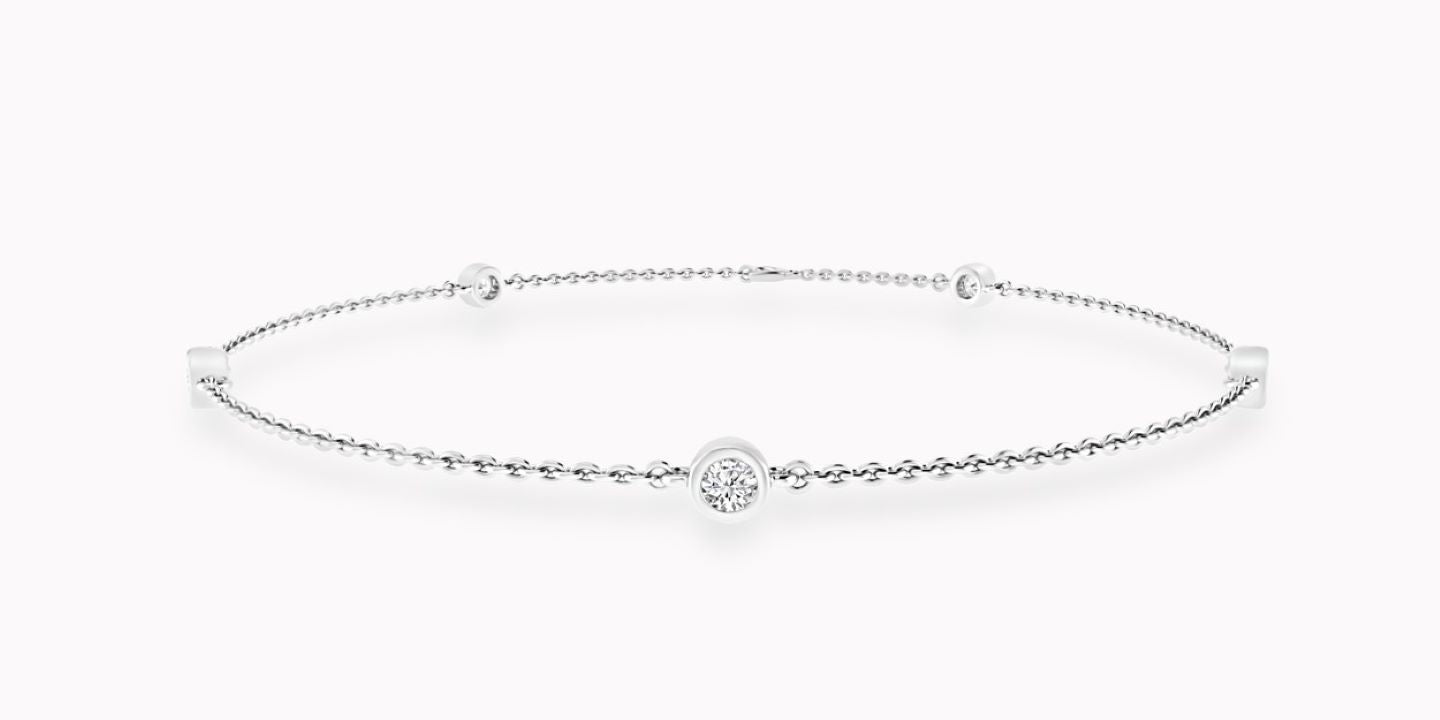 9ct White Gold Diamond Bezel Bracelet