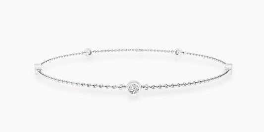 9ct White Gold Diamond Bezel Bracelet