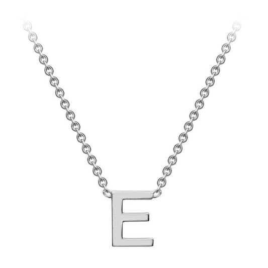 9ct White Gold 'E' Initial Adjustable Letter Necklace 38/43cm