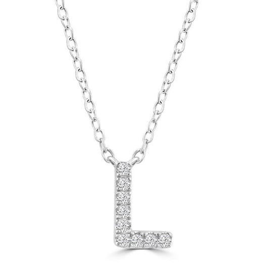 9ct White Gold Diamond Initial 'L' Necklace