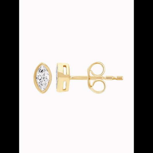 9ct yellow gold marquise lab grown diamond stud earrings