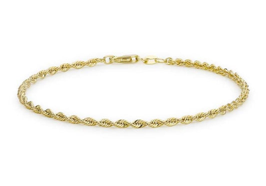9ct Yellow Gold Hollow Rope Bracelet 18 cm
