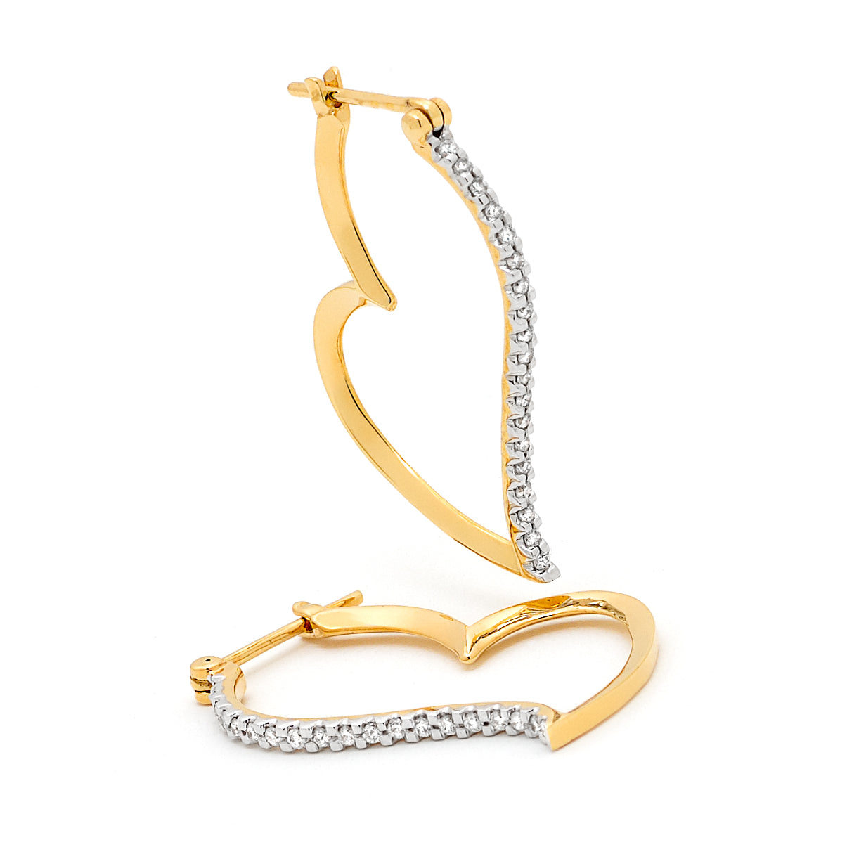 Heart shaped diamond hoop earrings