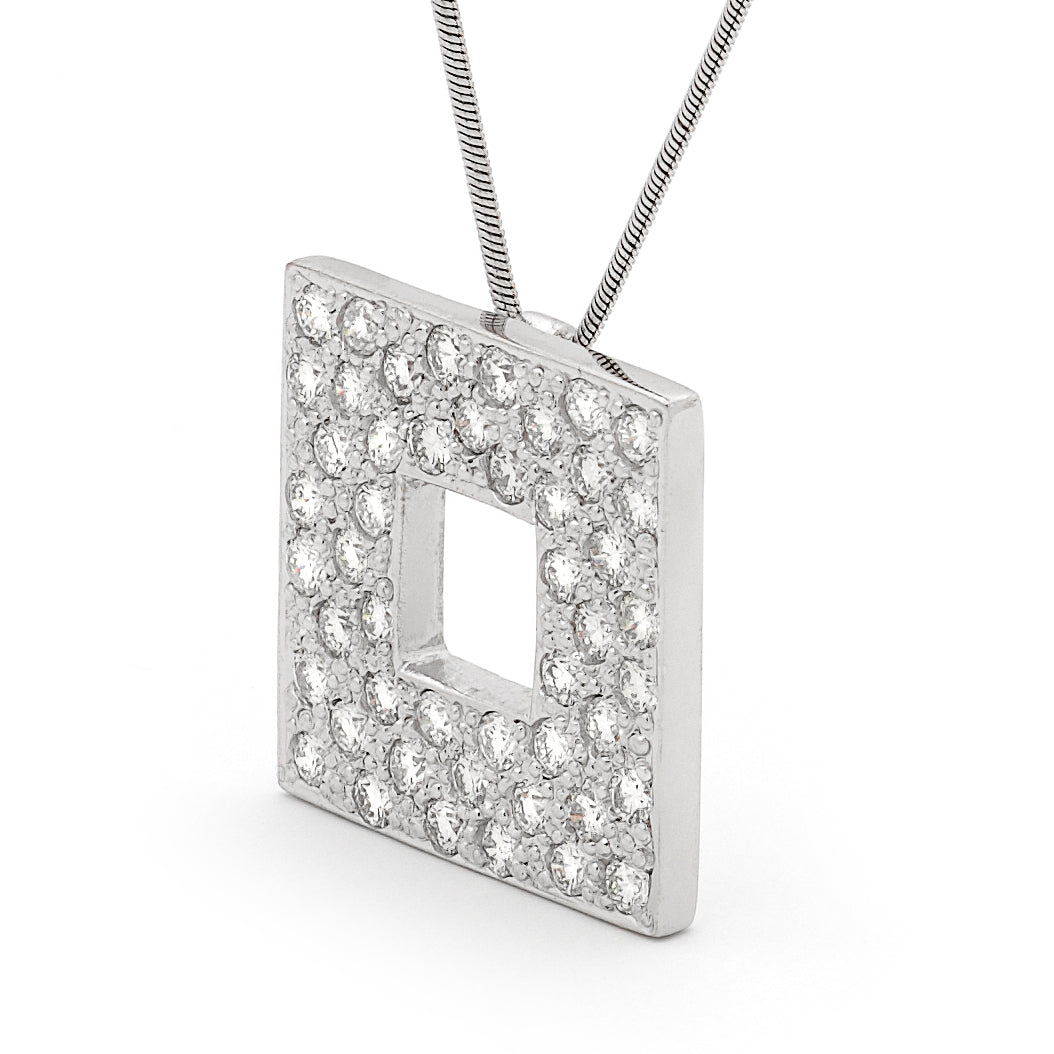 18ct white gold square Lab Grown Diamond slider pendant