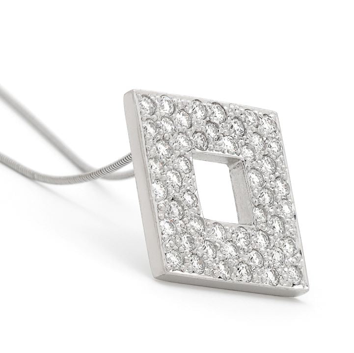 18ct white gold square Lab Grown Diamond slider pendant