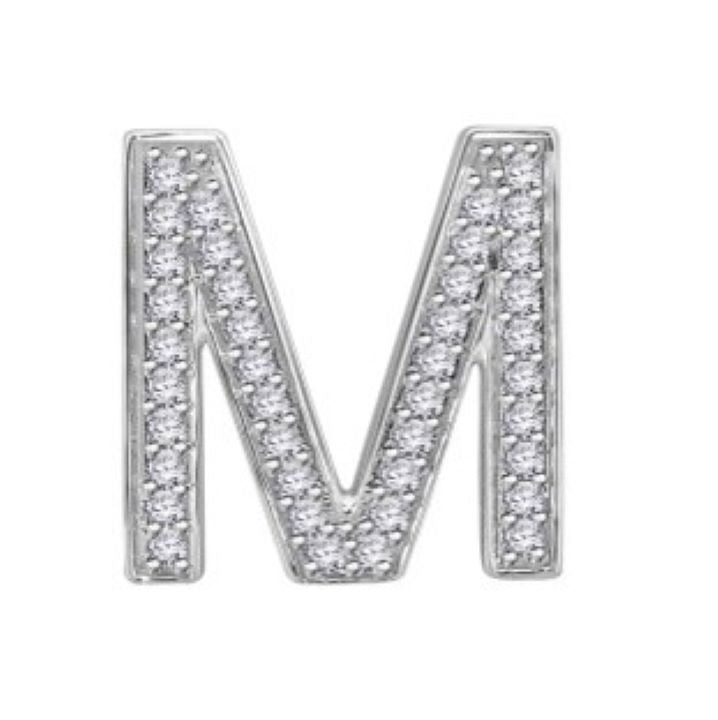 Diamond letter "M" slider pendant