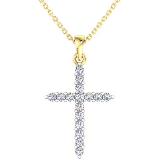 Yellow gold diamond cross pendant